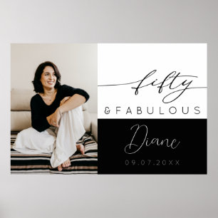 Fifty and Fabulous Photo 50th Birthday Party Poster