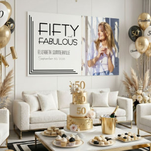 Fifty and Fabulous Photo 50th Birthday Party Poster