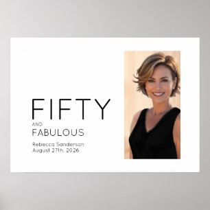 Fifty and Fabulous Photo 50th Birthday Party Poster