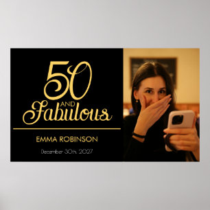 Fifty and Fabulous Photo 50th Birthday Party Poster