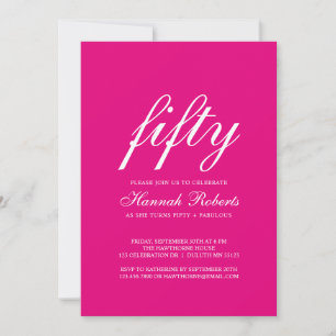Fifty and Fabulous Pink 50th Birthday Party  Invitation
