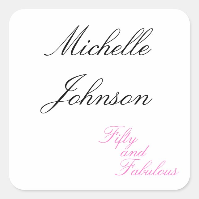 Fifty and Fabulous Pink 50th Birthday Party Square Sticker (Front)