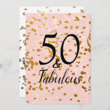 Fifty and Fabulous Pink and Gold Confetti Birthday