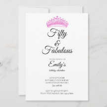 Fifty and Fabulous Pink Crown Birthday