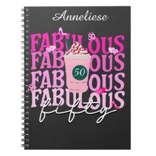 Fifty and Fabulous Pink Iced Coffee Birthday Notebook