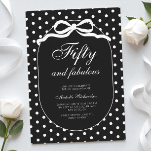 Fifty and Fabulous Polka Dot 50th Birthday Party Invitation