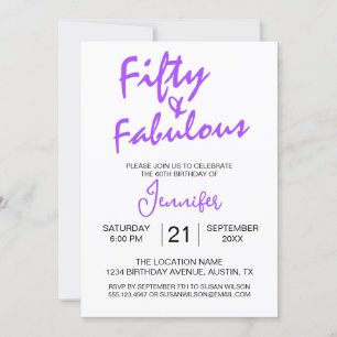 Fifty and Fabulous Purple 50th Birthday Invitation