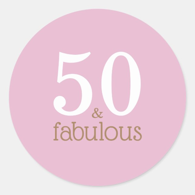 Fifty and Fabulous Purple Elegant Birthday Party Classic Round Sticker (Front)