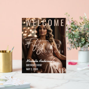 Fifty and Fabulous Rose Gold Acrylic Table Sign 