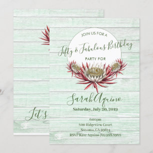 Fifty And Fabulous Rustic Boho Birthday Party Invitation