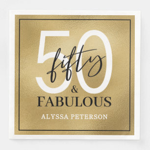 Fifty and Fabulous Script 50th Birthday Napkin
