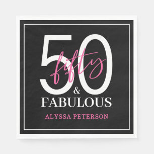 Fifty and Fabulous Script 50th Birthday Napkin