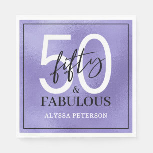 Fifty and Fabulous Script 50th Birthday Napkin