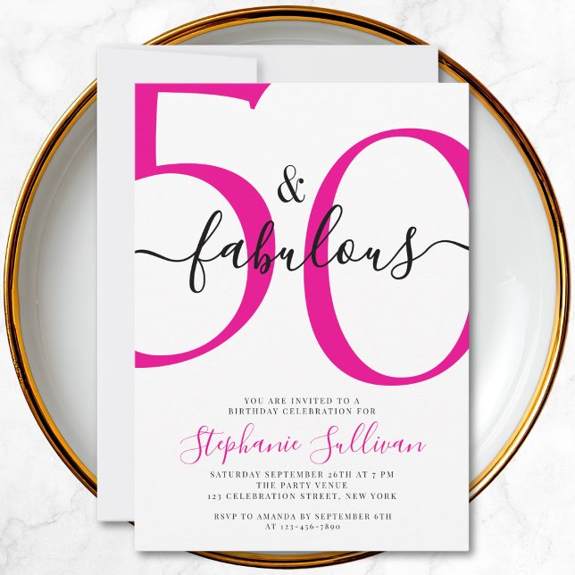 Fifty and Fabulous Script 50th Birthday Party Invitation (Creator Uploaded)
