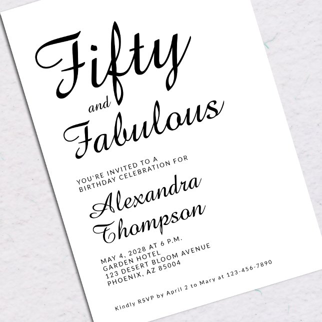 Fifty and Fabulous Script 50th Birthday Party Invitation (Creator Uploaded)