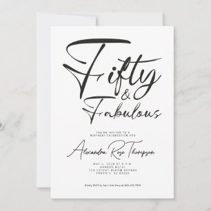 Fifty and Fabulous Script 50th Birthday Party Invitation