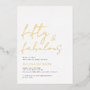 Fifty And Fabulous Script Gold 50th Birthday Party
