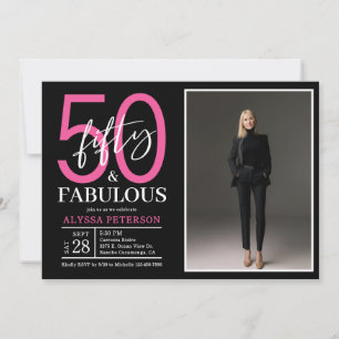 Fifty and Fabulous Script Photo 50th Birthday  Invitation