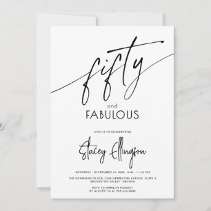 Fifty and Fabulous Script Pink 50th Birthday Party Invitation