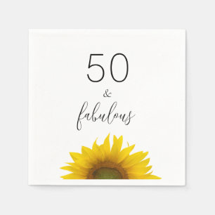 Fifty and Fabulous Sunflower Birthday Party Napkin