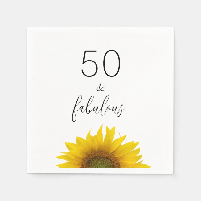 Fifty and Fabulous Sunflower Birthday Party   Napkin (Front)