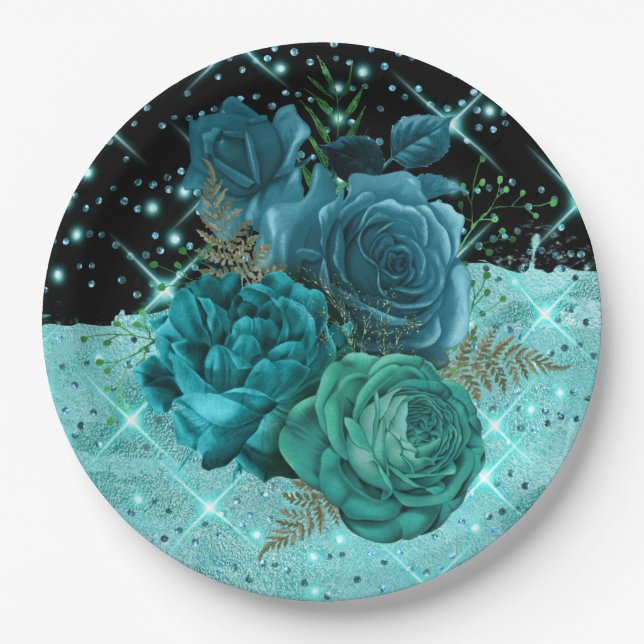 Fifty and Fabulous | Teal 50th Birthday Design | Paper Plate (Front)