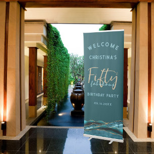 Fifty and Fabulous Teal Turquoise Welcome Sign