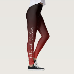 Fifty and Fabulous White on Red & Black Birthday Leggings