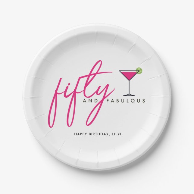 Fifty and Fabulous Women's Birthday Party Paper Plate (Front)