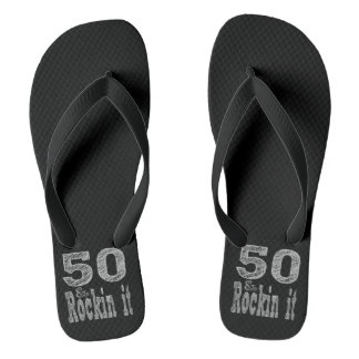Fifty and Rockin It Fiftieth Birthday Flip Flops
