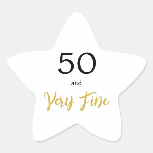 Fifty and Very Fine Birthday Party Star Sticker (Front)