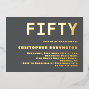 Fifty birthday celebration grey typography simple