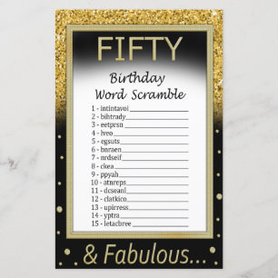 Fifty Birthday Word Scramble Game