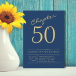 Fifty Blue Gold 50th Birthday Party Invitation<br><div class="desc">Celebrate a milestone birthday with these personalised 50th birthday invitations. Featuring a beautiful blue background with gold script, these custom party invites will have your guests looking forward to the celebration. Impress your guests and make your 50th birthday one to remember with our Fifty Blue Gold 50th Birthday Party Invitations....</div>
