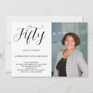 Fifty Custom Photo Modern 50th Birthday Party Invitation