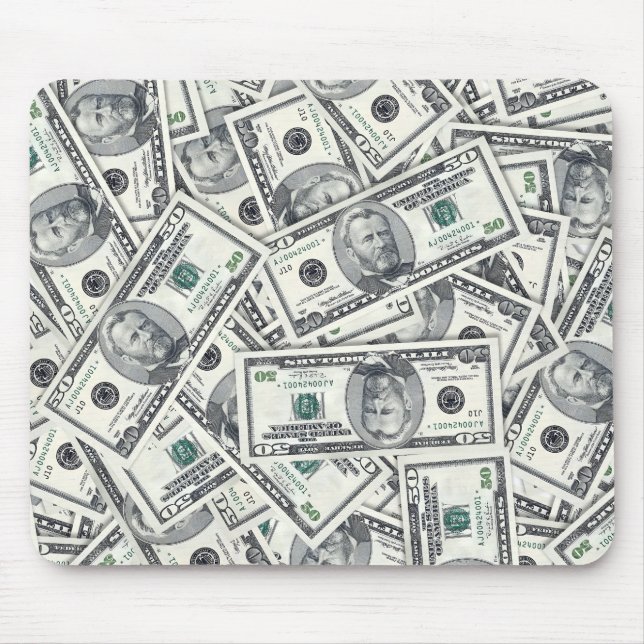 Fifty Dollar Bill Money Pattern Mouse Mat (Front)