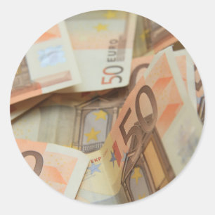 Fifty Euro Money Art Classic Round Sticker