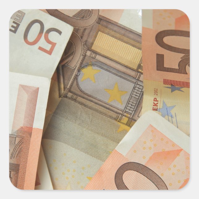 Fifty Euro Money Art Square Sticker (Front)