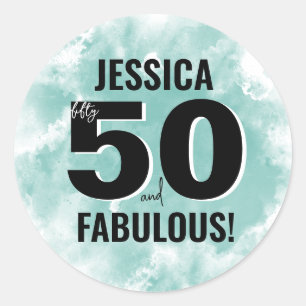 Fifty Fabulous 50th Birthday Classic Round Sticker