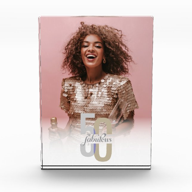 Fifty & Fabulous 50th Birthday Elegant Modern Photo Block (Front)