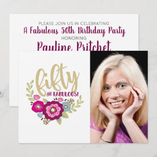 Fifty Fabulous 50th Birthday Invitation