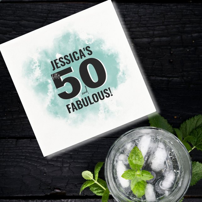 Fifty Fabulous 50th Birthday Napkin (Watercolor Fifty Fabulous 50th Birthday Napkins)