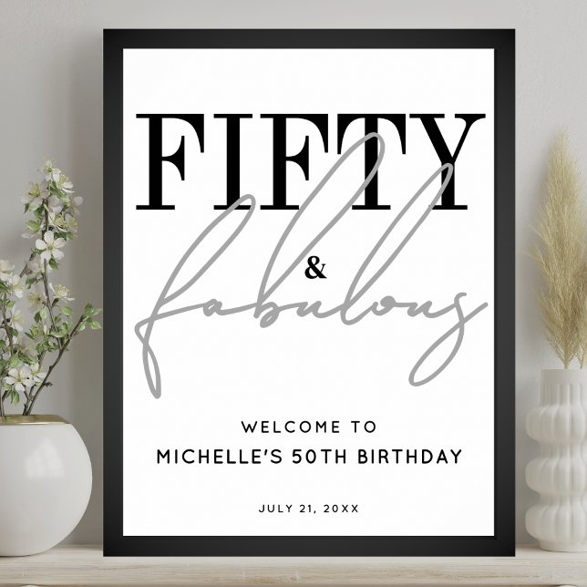 Fifty Fabulous 50th Birthday Party Welcome Sign (Fifty Fabulous 50th Birthday Party Welcome Sign )