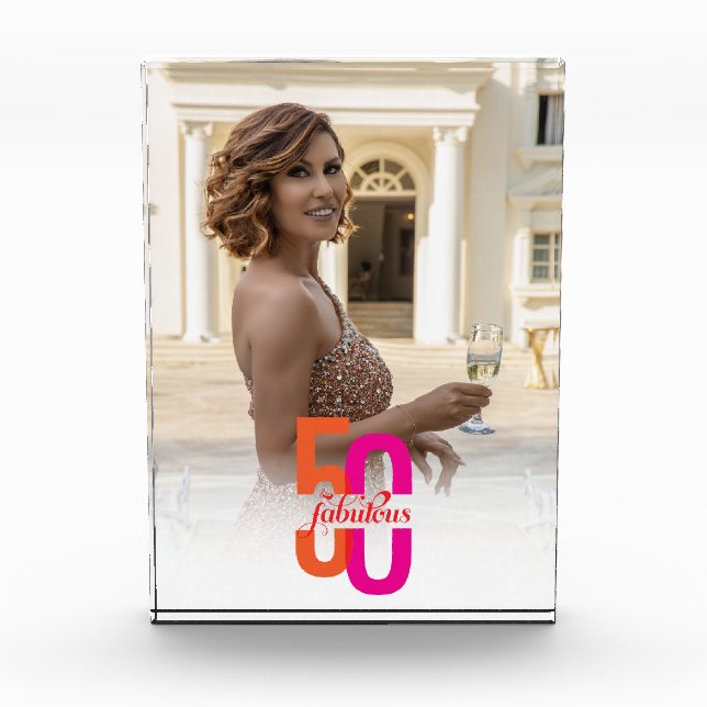 Fifty & Fabulous 50th Birthday Photo Block (Front)