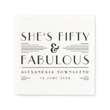 Fifty & Fabulous Art Deco Name Date 50th Birthday