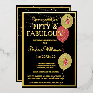 Fifty & Fabulous Birthday Black REAL Gold