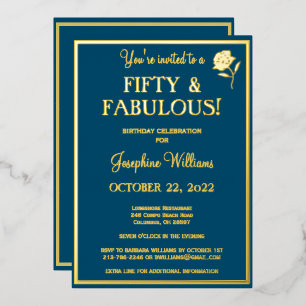 Fifty & Fabulous Birthday Blue REAL Gold  
