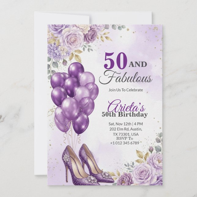 Fifty fabulous birthday invitation  (Front)