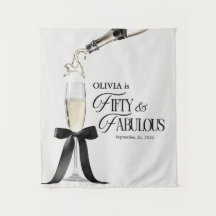 Fifty & Fabulous Chic Champagne Bow 50th Birthday
