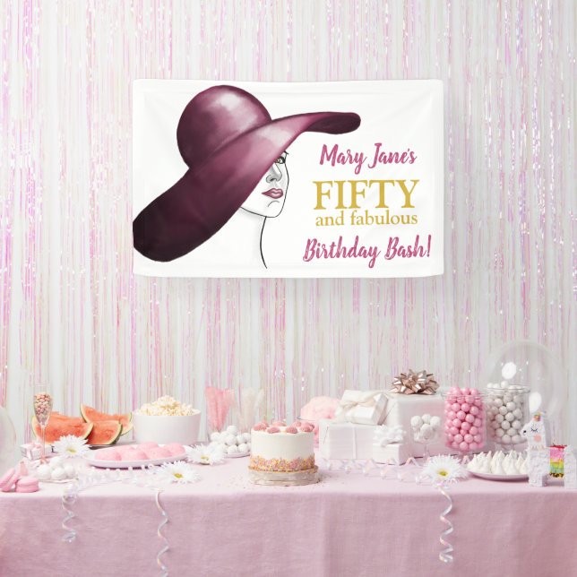 Fifty & Fabulous Custom Birthday Banner (Party)